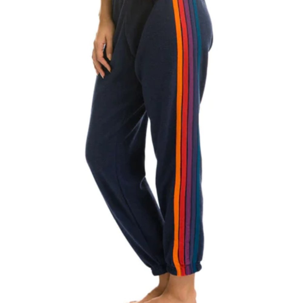 NEW! AVIATOR NATION 5 STRIPE SWEATPANTS - SURF, BEACH, LOUNGE - WITH TAGS -SMALL - Picture 3 of 5